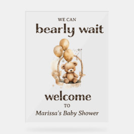 Teddybeer genderneutraal Baby shower welkom Acryl Bord