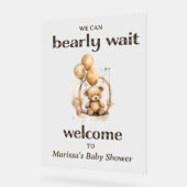Teddybeer genderneutraal Baby shower welkom Acryl Bord (Hoek)