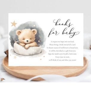 Teddybeer genderneutrale boeken voor baby shower informatiekaartje