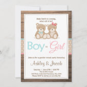 Teddybeer Genderonthulling uitnodiging Jongen of M (Voorkant)