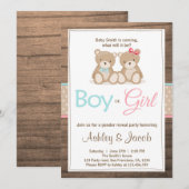 Teddybeer Genderonthulling uitnodiging Jongen of M (Voorkant / Achterkant)