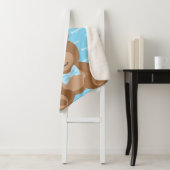 Teddybeer gepersonaliseerde blauwe naam jongen sherpa deken (In situ)