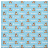 Teddybeer Gepersonaliseerde Blauwe Naam Stof (Swatch)