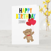 Teddybeer gepersonaliseerde gelukkige verjaardag kaart (Gele Bloem)