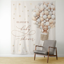 Teddybeer geslacht neutrale babyshower achtergrond wandkleed