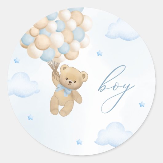 teddybeer geslacht onthullen jongen ronde sticker (Voorkant)