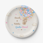 Teddybeer Geslacht Onthullen Roze Blauw Papieren Bordje (Voorkant)