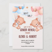 Teddybeer Geslacht onthullen uitnodigingsballonnen Kaart (Voorkant)