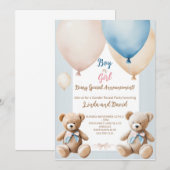 teddybeer Geslacht onthullen viering uitnodiging (Voorkant / Achterkant)