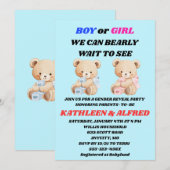 Teddybeer geslacht onthulling uitnodiging (Voorkant / Achterkant)