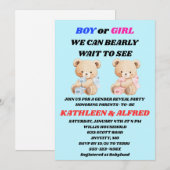 Teddybeer geslacht onthulling uitnodiging (Voorkant / Achterkant)