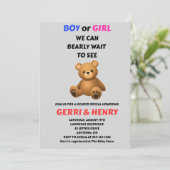 Teddybeer geslacht onthulling uitnodiging (Staand voorkant)