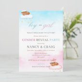 Teddybeer Geslacht Onthulling Uitnodiging Geslacht (Staand voorkant)