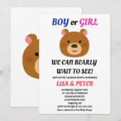 Teddybeer Geslacht Uitnodiging (Voorkant / Achterkant)