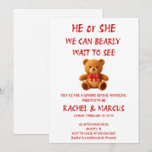 Teddybeer Geslacht Uitnodiging (Voorkant / Achterkant)