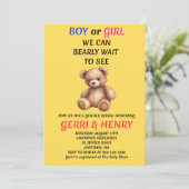 Teddybeer Geslacht Uitnodiging (Staand voorkant)