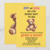 Teddybeer Geslacht Uitnodiging (Voorkant / Achterkant)