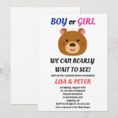 Teddybeer Geslacht Uitnodiging (Voorkant / Achterkant)
