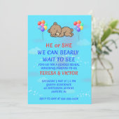 Teddybeer Geslacht Uitnodiging (Staand voorkant)