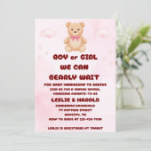 Teddybeer Geslacht Uitnodiging (Staand voorkant)