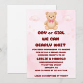 Teddybeer Geslacht Uitnodiging (Voorkant / Achterkant)