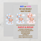 Teddybeer Geslacht Uitnodiging (Voorkant / Achterkant)