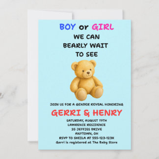 Teddybeer Geslacht Uitnodiging
