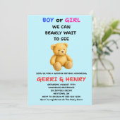 Teddybeer Geslacht Uitnodiging (Staand voorkant)