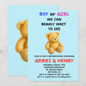 Teddybeer Geslacht Uitnodiging (Voorkant / Achterkant)