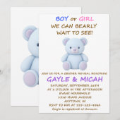 Teddybeer Geslacht Uitnodiging (Voorkant / Achterkant)