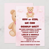 Teddybeer Geslacht Uitnodiging (Voorkant / Achterkant)