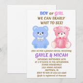 Teddybeer Geslacht Uitnodiging (Voorkant / Achterkant)