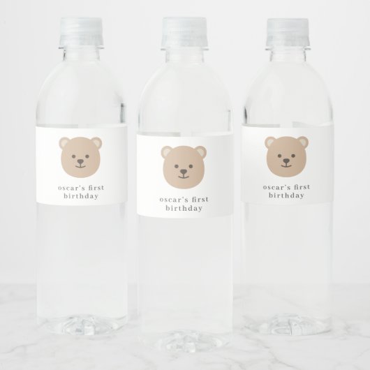Teddybeer gezicht - waterfles etiket (Flessen)