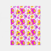 Teddybeer gezichten en bloemen aangepaste naam roz fleece deken (Voorkant)
