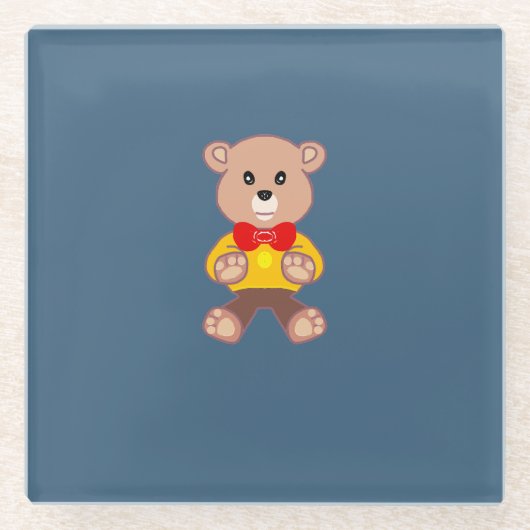 Teddybeer  glazen onderzetter (Voorkant)