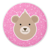 Teddybeer Glitter Keramische Knop (Voorkant)