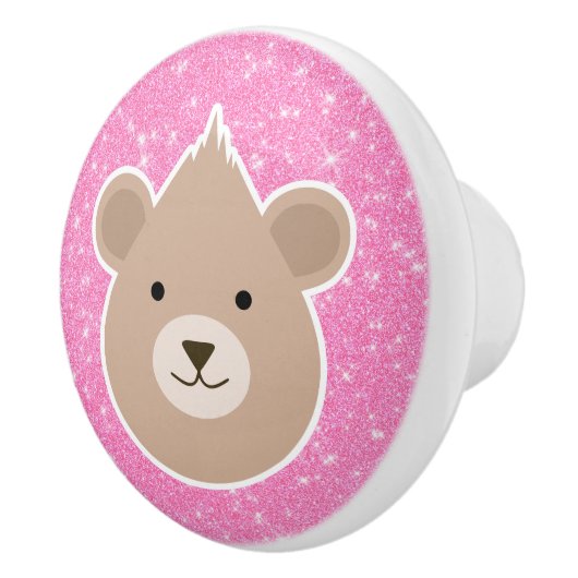 Teddybeer Glitter Keramische Knop (Rechts)