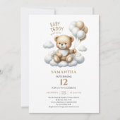 Teddybeer Gouden Ivoor Uitnodiging Kinderverjaarda (Voorkant)