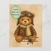 Teddybeer grillig vliegtuig Schattige op maat Briefkaart (Voorkant)