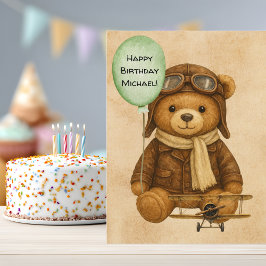Teddybeer grillig  vliegtuig Schattige op maat Briefkaart