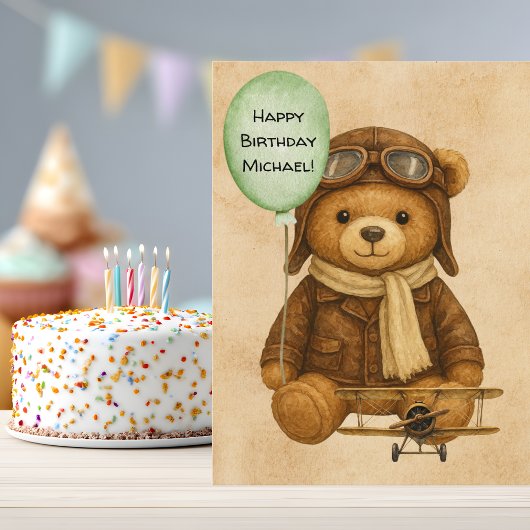 Teddybeer grillig vliegtuig Schattige op maat Briefkaart