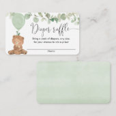Teddybeer groen baby shower luier verloting kaart (Voorkant / Achterkant)
