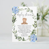 Teddybeer groen blauw bloemendisplay douche informatiekaartje (Staand voorkant)