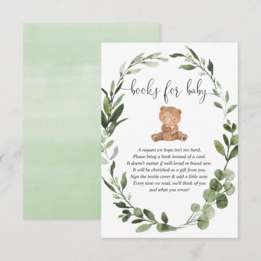 Teddybeer groen eucalyptus boeken voor baby encl informatiekaartje (Voorkant / Achterkant)
