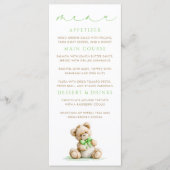 Teddybeer groen geruit patroon menukaarten menu (Voorkant)
