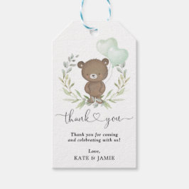 Teddybeer groen krans Baby shower gunsten Cadeaulabel