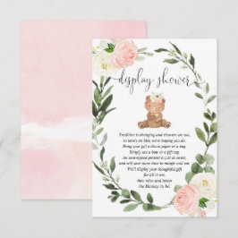 Teddybeer groen roze bloemendisplay douche informatiekaartje