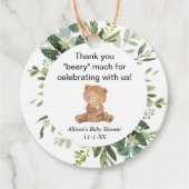 Teddybeer groen schattig baby shower dank u bedankjes labels (Voorkant)