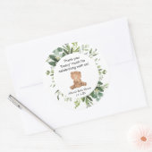 Teddybeer groen schattig baby shower dank u ronde sticker (Envelop)