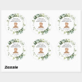 Teddybeer groen schattig baby shower dank u ronde sticker (Vel)
